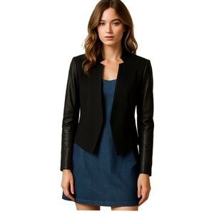 BCBG Generations, Elegant Black Women's Jacket with faux suede detail, Size M